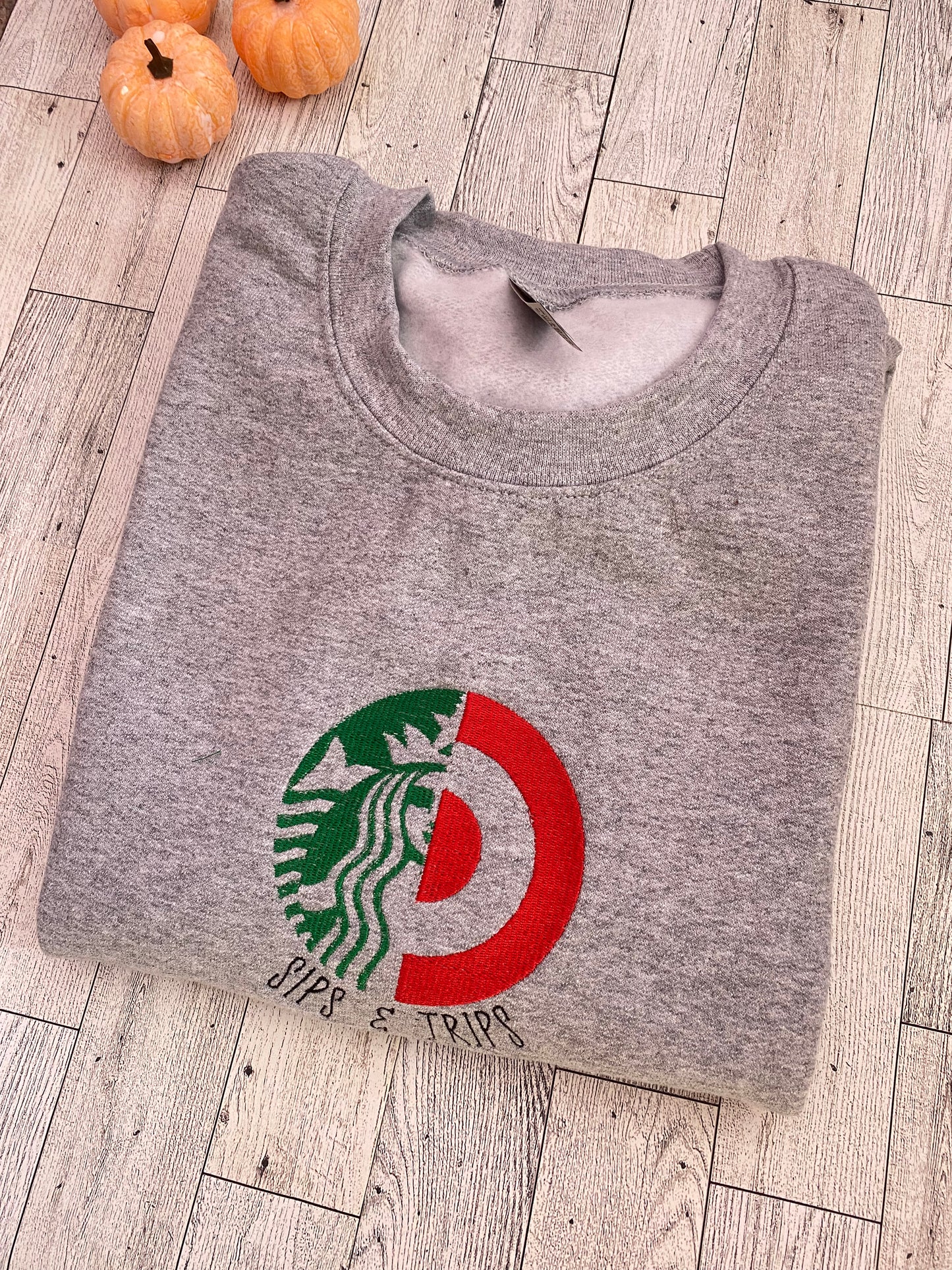 Sips trips Grey crewneck