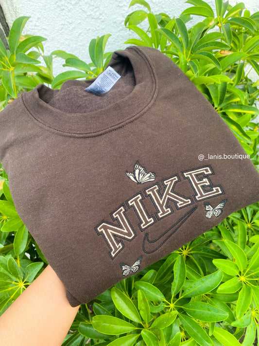 Brown butterfly crewneck